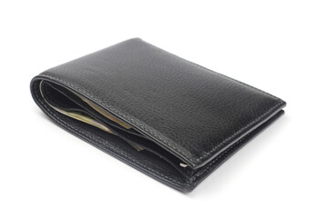 wallet black leather isolated on a white background