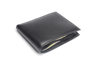 wallet black leather isolated on a white background