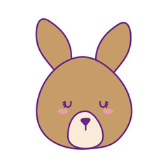 Cute rabbit face cartoon line and fill style icon design, Animal zoo life nature and character theme Vector illustration