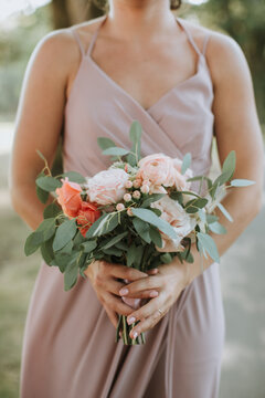 Bridesmaid Holding Beautiful Bouquet