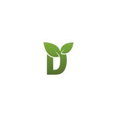  Letter D With green Leaf Symbol Logo
