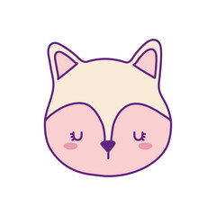 Cute cat face cartoon line and fill style icon design, Animal pet kitten domestic feline kitty mammal beautiful and portrait theme Vector illustration