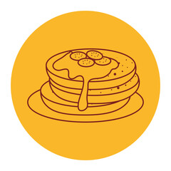 delicious pancake with syrup, line style icon