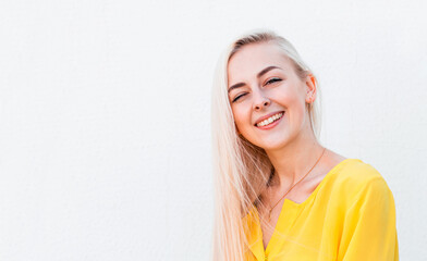 Woman with a closed eye and an open one