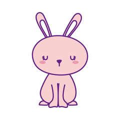 Fototapeta premium Cute rabbit cartoon line and fill style icon design, Animal zoo life nature and character theme Vector illustration