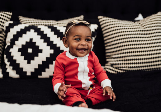 Infant Girl in Christmas Outfit