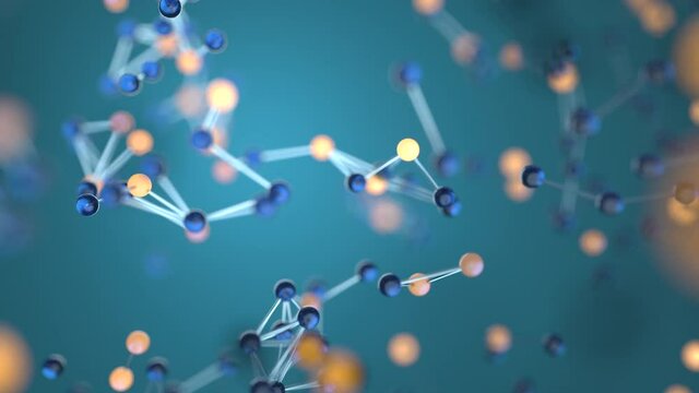 Blue biology grid with connect constrains, 3d rendering.