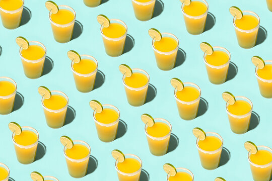 Yellow watermelon margaritas