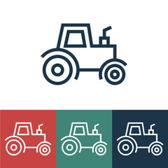 Linear vector icon with tractor