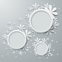 Vector banner with paper flowers