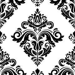 Classic seamless pattern. Damask orient ornament. Classic vintage background. Orient black and white ornament for fabric, wallpaper and packaging