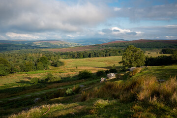 Fototapeta na wymiar Hope Valley and Longshaw from White Edge Moor, Peak District, UK
