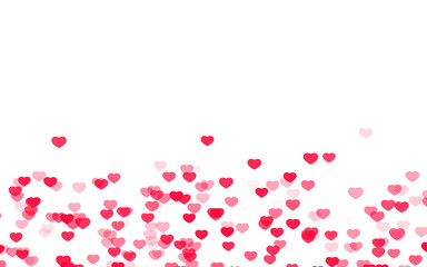 Valentine day pink red hearts on white background.