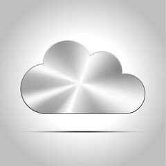 Vector metal cloud icon on white background.