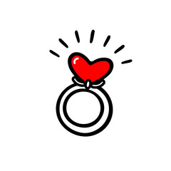 Engagement ring vector illustration. Love and wedding theme. Valentine's day and hen-party Icon. 