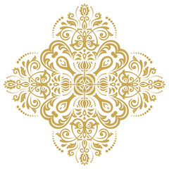 Oriental golden pattern with arabesques and floral elements. Traditional classic ornament. Vintage pattern with arabesques