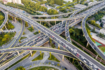 Top view over the highway, expressway and motorway