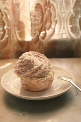 background with delicious pink  marshmallows close-up in gentle tones