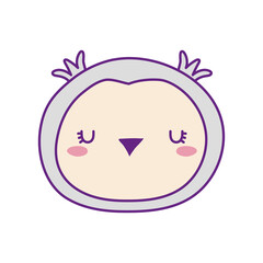 Cute owl face cartoon line and fill style icon design, Animal zoo life nature and character theme Vector illustration