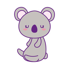 Cute koala bear cartoon line and fill style icon design, Animal zoo life nature and character theme Vector illustration