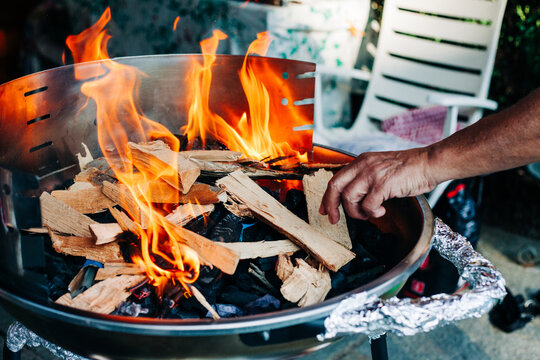 Logs in a barbeque