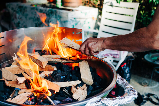 Logs in a barbeque