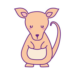 Cute kangaroo cartoon line and fill style icon design, Animal zoo life nature and character theme Vector illustration