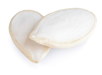 Pumpkin seeds isolated on white background. Macro