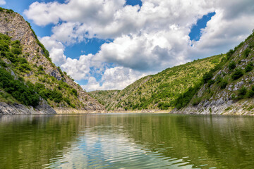 Fototapeta na wymiar Uvac river canyon meanders in southwest Serbia.