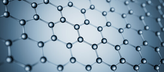 Blue molecule structure background. Cells and biological chain abstract concept  3D render 3D illustration