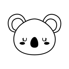 Cute koala bear face cartoon line style icon design, Animal zoo life nature and character theme Vector illustration