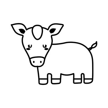Cute cow cartoon line style icon design, Animal zoo life nature and character theme Vector illustration