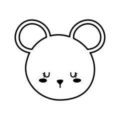 Cute mouse face cartoon line style icon design, Animal zoo life nature and character theme Vector illustration