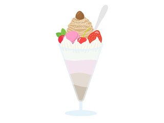 生クリームパフェのイラスト