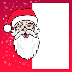 Christmas greeting card template with Santa Claus. Empty space for individual message, text, quote. Vector illustration. Useful for christmas advertisement, invitation, banner etc. 