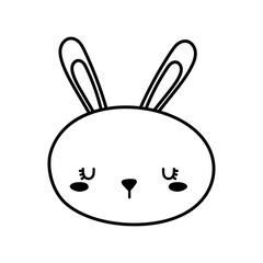 Cute rabbit face cartoon line style icon design, Animal zoo life nature and character theme Vector illustration