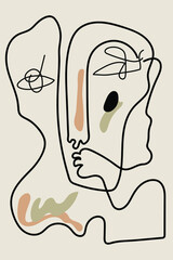 Abstract portrait.Female portrait. Contemporary drawing in modern cubism style.  Hand drawn vector