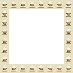 rice pattern pixel art. Vector illustration. Picture frame.