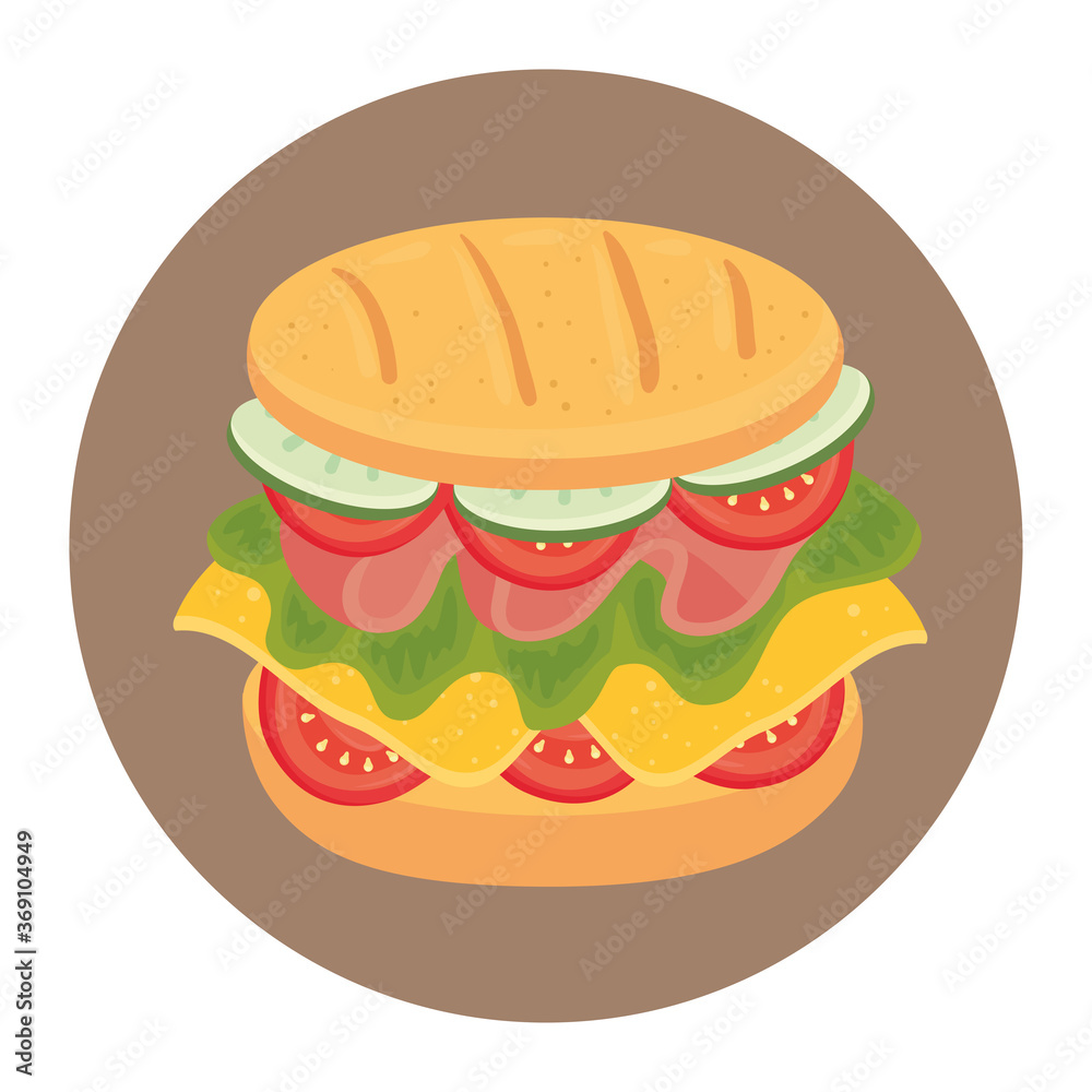 Canvas Prints delicious sandwich in frame circular, on white background