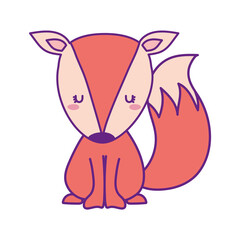 Cute fox cartoon line and fill style icon design, Animal zoo life nature and character theme Vector illustration