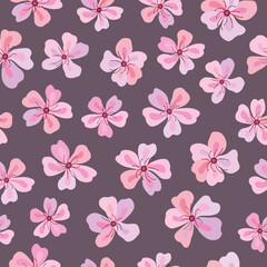 Seamless vector pattern of sakura flowers. Decoration print for wrapping, wallpaper, fabric, textile. Spring background.
