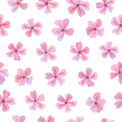 Seamless vector pattern of sakura flowers. Decoration print for wrapping, wallpaper, fabric, textile. Spring background.