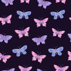 Obraz premium Seamless vector pattern with butterfly. Decoration print for wrapping, wallpaper, fabric, textile. 