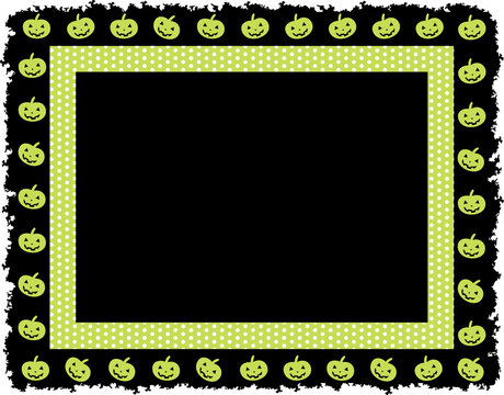 Halloween gingham patterned frame with pumpkin grunge border