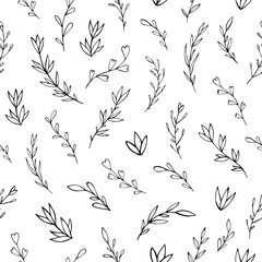 Seamless vector pattern of abstract floral elements. Background for greeting card, website, printing on fabric, gift wrap, postcard and wallpapers. 
