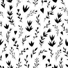 Seamless vector pattern of abstract floral elements. Background for greeting card, website, printing on fabric, gift wrap, postcard and wallpapers. 