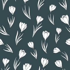 Seamless vector pattern of abstract floral elements. Background for greeting card, website, printing on fabric, gift wrap, postcard and wallpapers.