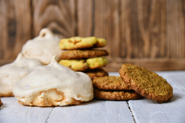 Homemade French cake meringue and delicious cookies