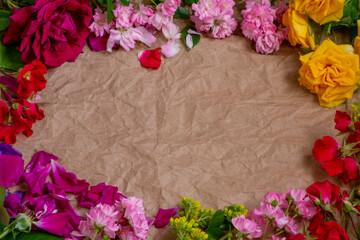 frame made of pink flowers