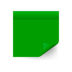 Vector green sticker with curled corner